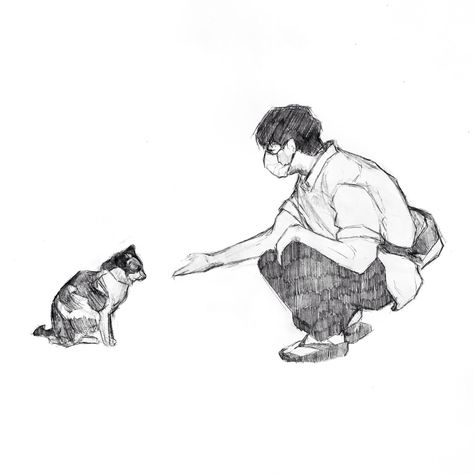 Person Petting Cat Reference, Person And Cat Pose Reference, Cat And Person Reference, Human And Cat Reference, Cat And Person Drawing, Person With Cat Reference, Person Petting Cat, Person Holding Cat Drawing Reference, Human Illustration