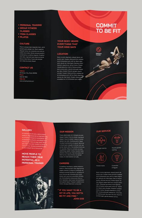 Sport Brochure Design, Gym Brochure, Sports Brochure, Communist Poster, Gym Flyer, Brochure Trifold, Brochure Design Layout, Trifold Brochure Design, Leaflet Design