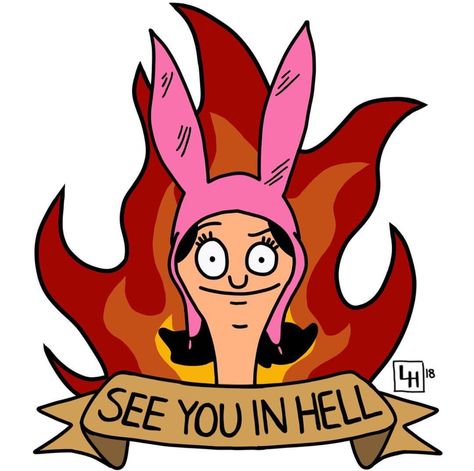 Louise Belcher - See You In Hell, Bob's Burgers Bobs Burgers Drawing Ideas, Bobs Burgers Canvas Painting, Louis Belcher Tattoo, Bobs Burgers Tattoo Louise, Bobs Burgers Embroidery, Louis Bobs Burgers, Louise Belcher Tattoo, Bobs Burgers Drawing, Bobs Burgers Painting