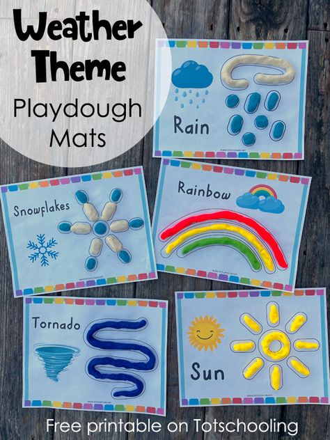 FREE printable weather theme playdough mats for preschool kids to practice weather, vocabulary, science and fine motor skills. Sped Science Lessons, Science Area Preschool Classroom, Weather Activities Preschool Printables Free, Weather Activities For Preschool, Preschool Provocations, Weather Preschool, Weather Kindergarten, Weather Lesson Plans, Prek Science