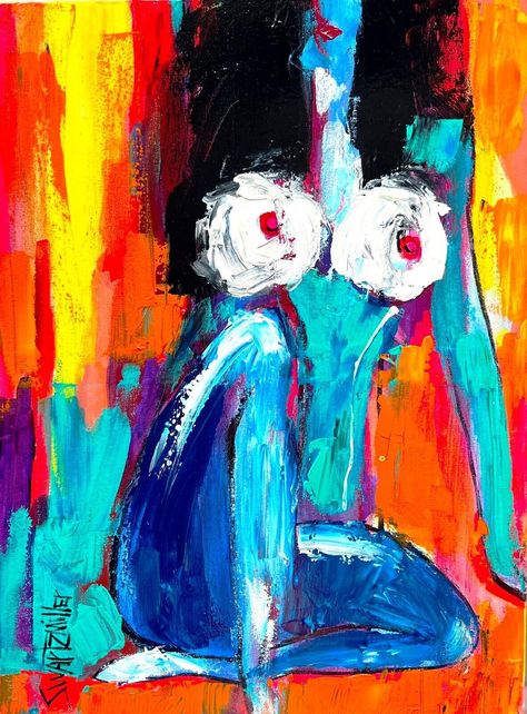 NUDE ABSTRACT COLORFUL 18X24 CANVAS PAINTING SWARTZMILLER DNA SIGNED Art UNIQUE | eBay 18x24 Canvas Painting, Woman Abstract Painting, Life Paint, Figurative Artists, Hippie Art, Art Unique, Funky Art, Sign Art, Art Inspo