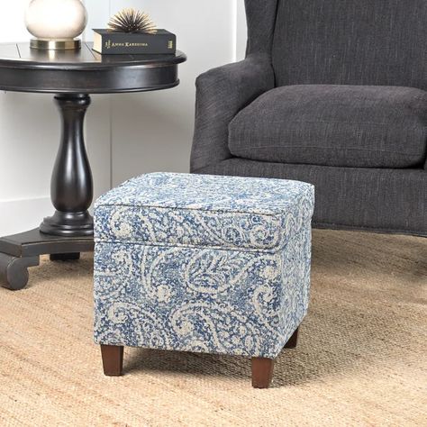 Aston 17.5'' Wide Square Ikat Ottoman with Storage Ottoman Wood, Square Storage Ottoman, Storage Ottomans, Oak Console Table, Large Ottoman, Rustic Storage, Square Ottoman, Lift Off, Furniture Storage