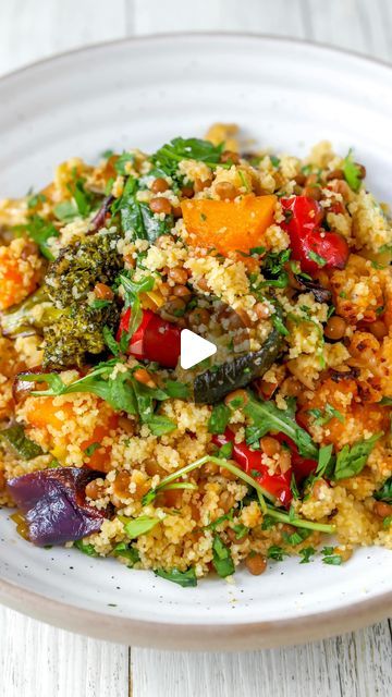 Roasted Veg Salad, Vegetable Couscous Salad, Roasted Vegetable Couscous, Vegetable Couscous, Couscous Salad Recipes, Oregano Salt, Nourish Bowl, Canned Lentils, Grain Salad