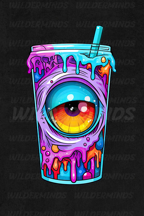 Dtf Sticker Design, Pop Illustration Design, Trippy Designs Pattern, Trippy Stickers, Monster Drink, Svg Stickers, Trippy Pictures, Sticker Clipart, Trippy Patterns