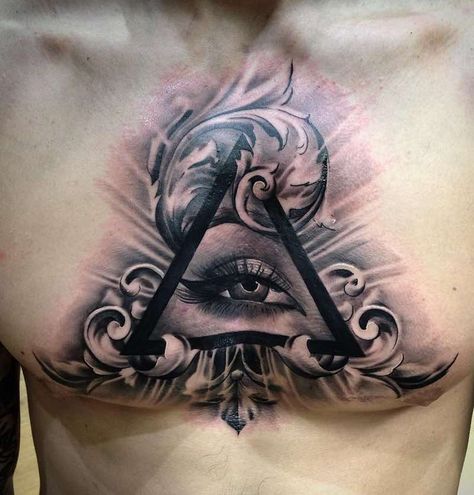 Eye Chest Tattoo, 3rd Eye Tattoo, Seeing Eye Tattoo, Traditional Chicano Tattoos, Ojo Tattoo, Eye Tattoo Meaning, Realistic Eye Tattoo, Aztec Tattoos Sleeve, Triangle Tattoo Design