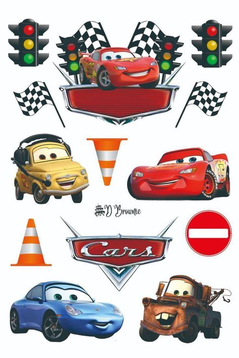 Mcqueen Topper Printable, Cars Topper, Mcqueen Car Cake, برق بنزين, Imprimibles Hot Wheels, Car Theme Birthday, Lightning Mcqueen Party, Mcqueen Party, Mc Queen Cars