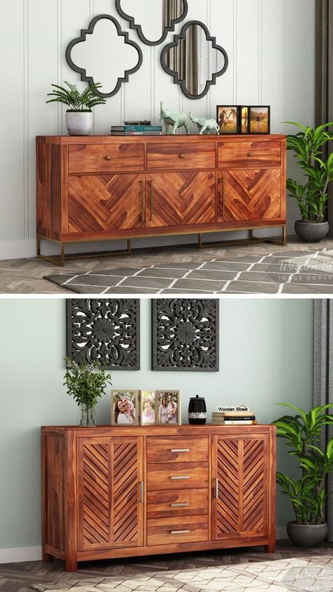 Sideboard Decor Dining Room, Wooden Cupboard Design, Luxury Home Interior, Budget Home Decor, Living Room Storage Cabinet, Wooden Tv Cabinet, Sideboard Decor, Wooden Living Room, Wood Dining Room Table