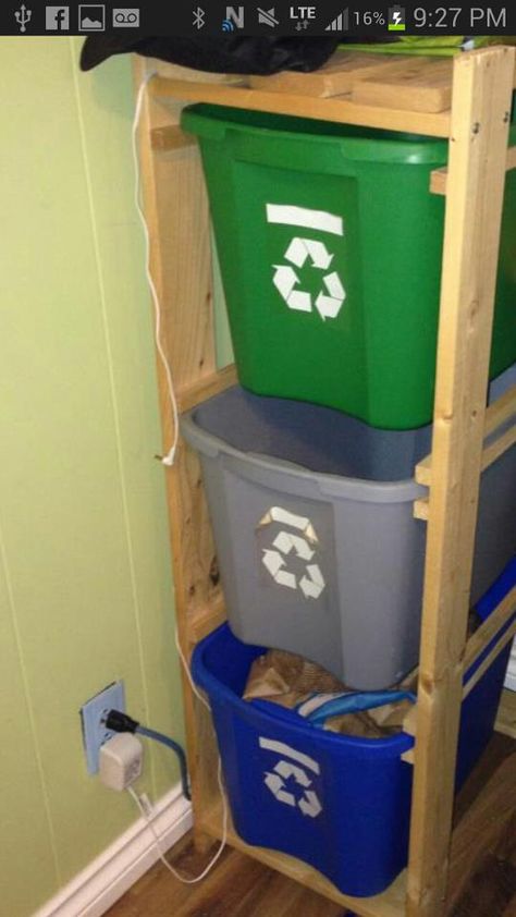 recycle bins -buy at rona Recycling Bin Storage, Recycle Bins, Recycling Storage, Recycling Station, Bin Storage, Recycling Center, Studio Organization, Garage Makeover, Plastic Bins