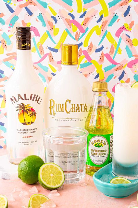 This RumChata Malibu Lime and Soda Cocktail is a simple 4-ingredient drink that's insanely tasty and perfect for summer! With a blend of coconut and lime that's both sweet and refreshing and goes down easy! Malibu Recipes, Rum Drinks Easy, Rumchata Drinks, Sparkling Water Drinks, Malibu Rum Drinks, Rumchata Recipes, Malibu Cocktails, Coconut Liqueur, Malibu Drinks