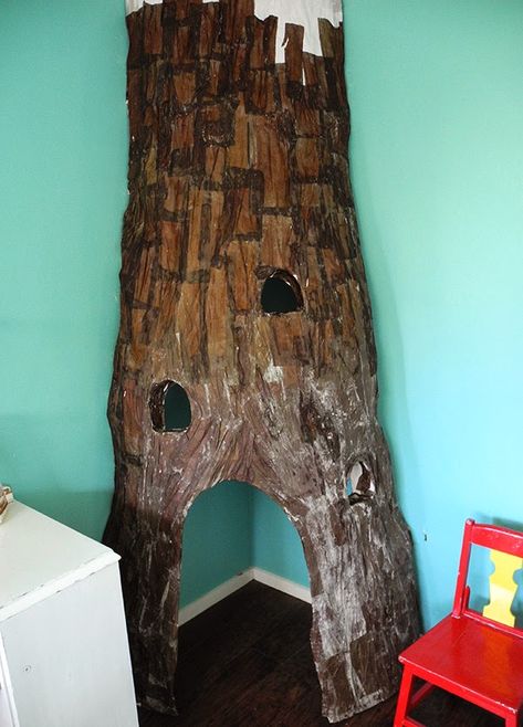 Jules Madden: The Paper Mache Tree Project: Progress Shots Church Nursery Decor, Paper Mache Tree, Classroom Tree, Forest Room, Tree Project, Fairy House Crafts, Indoor Tree, Tree Mural, Jungle Room