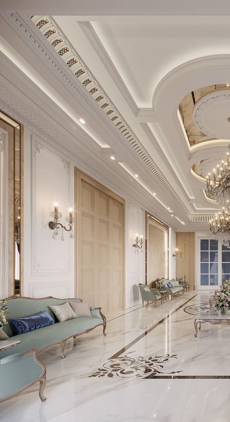 Classical Office, Office Ceiling Design, Romantic Interior Design, Classic Interior Design Living Room, Modern Mansion Interior, Romantic Interior, Office Ceiling, Graphic Design Interior, House Ceiling Design