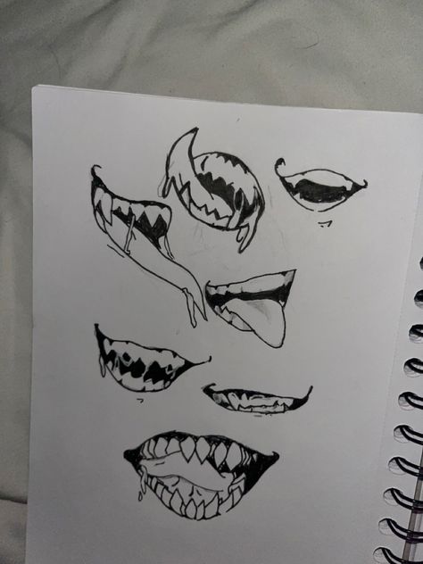 evil mouths Evil Grin Reference, Tounge Out Face Drawing Reference, Evil Face Expressions Drawing, Evil Grin Drawing, Evil Drawing Poses, Good And Evil Drawing, Evil Smile Drawing, Mouths Drawing, Evil Smirk