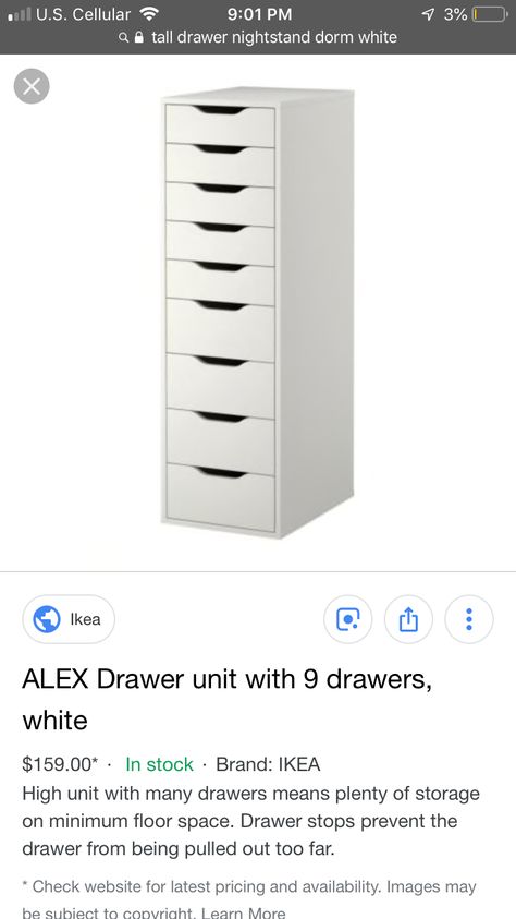 Nightstand Ikea, Tall Drawers, Ikea Alex Drawers, Alex Drawer, Ikea Alex, Drawer Unit, Drawer Nightstand, Floor Space, Filing Cabinet