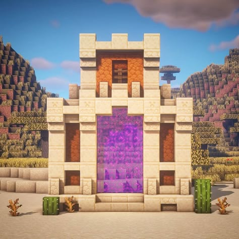 Nether Portal Design, Vanilla Minecraft, Minecraft Portal, Nether Portal, Minecraft Kingdom, Portal Design, Desert Aesthetic, Minecraft Farm, Minecraft Modern