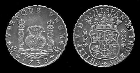 The Spanish Dollar,"Pieces of 8," most common coin in Colonial America. This one was minted in 1739. Pieces Of Eight, Digital Coin, Buy Cryptocurrency, Investing In Cryptocurrency, American Coins, Port Royal, Colonial America, Dollar Sign, One Coin