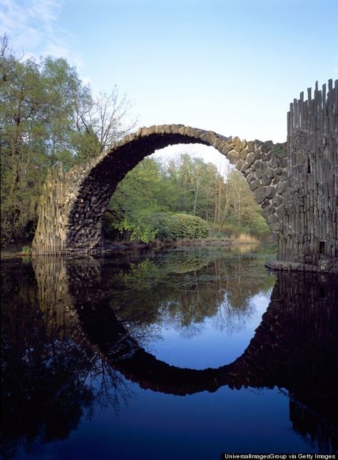 Breathtaking Bridges That Are More Than Just Walkways  (rakotz bridge kromlau) Old Bridges, Pedestrian Bridge, Covered Bridges, And So The Adventure Begins, Still Water, Places Around The World, Places To See, Beautiful Nature, Cool Pictures