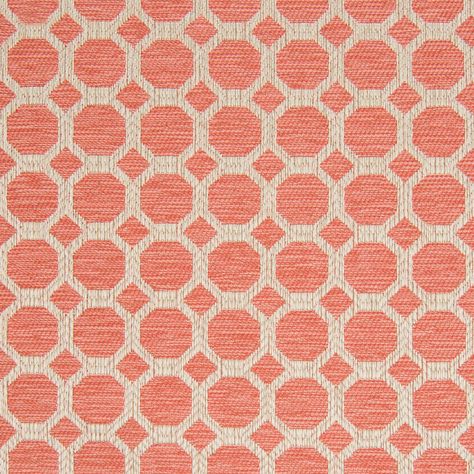 Greenhouse Fabrics - Blush Geometric Multipurpose Fabric, B8249 Coral Coral Upholstery Fabric, Retro Upholstery Fabric, Orange Upholstery Fabric, Greenhouse Fabrics, Coral Fabric, Living Coral, Textile Texture, Kitchen Fabric, Retro Interior