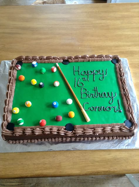 Pool Table Party Ideas, Pool Hall Birthday Party, Billiard Birthday Party Ideas, Billard Birthday Party Ideas, Snooker Cake, Snooker Cake Ideas, Pool Table Cake Ideas Birthday, Pool Table Birthday Cake, Snooker Cake Design