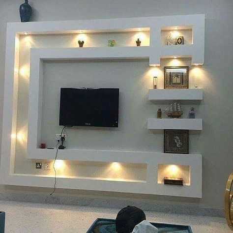 Tv Unit, Tv Wall, Flat Screen, Screen, Living Room, Tv, Wall, White, Design