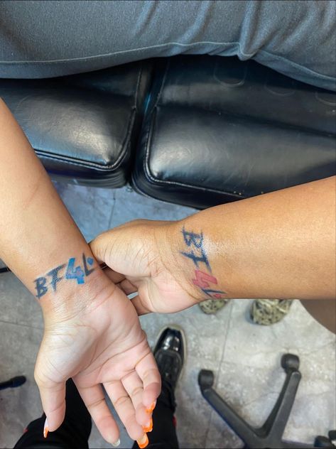 Tattoos for besties! 4Lifers 💙 For Lifers Tattoos, Matching Tattoos With Guy Best Friend, Matching Tattoos With Bestie, Matching Tattoo For Brother And Sister, Matching Tattoos For Best Friends Male And Female, Home Town Tattoo Ideas, Male Matching Tattoos, Matching Tattoos For Boy Best Friends, Bf Matching Tattoos