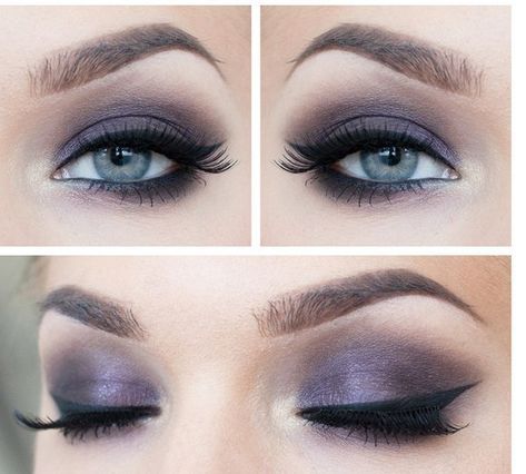 Flawless makeup for blue and gray eyes Gray Makeup, Grey Makeup, Makeup Brows, Purple Smokey Eye, Linda Hallberg, Violet Eyes, Purple Eyeshadow, Trendy Makeup, Brow Makeup