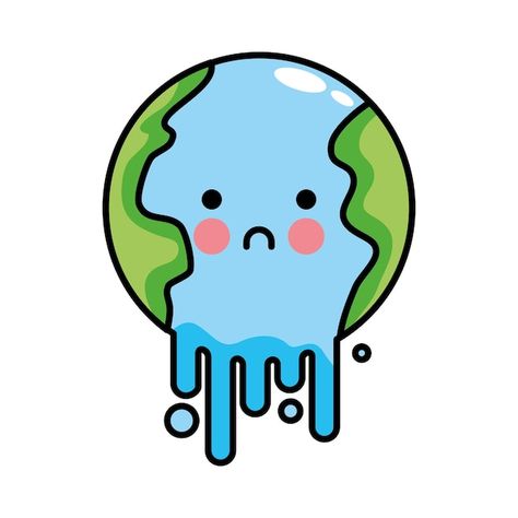 Melted planet earth icon emoji. global w... | Premium Vector #Freepik #vector #background #car #line #green Earth Emoji, Planet Emoji, Earth Icon, Background Car, Emoji Characters, Icon Emoji, Environmental Problem, Small Drawings, Cartoon Icons