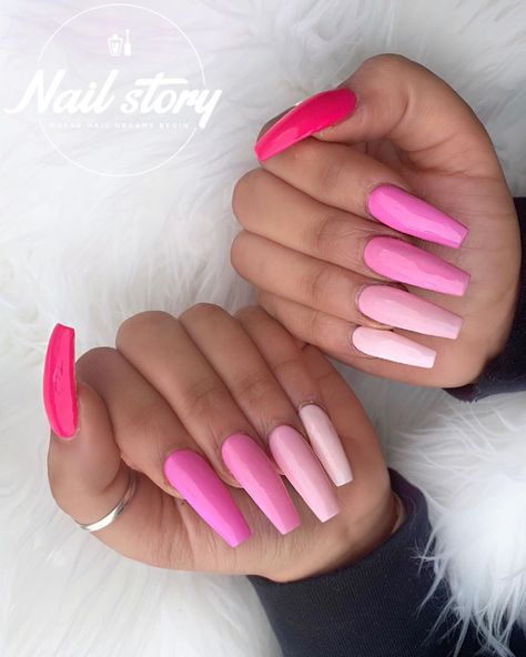 Different Color Nails Pink Shades, Multi Shade Pink Nails, 5 Different Color Nails Pink, All Different Pink Nails, Different Colour Pink Nails, All Shades Of Pink Nails, Different Shades Of Pink Nails Acrylic, Multi Color Pink Nails, Different Color Pink Nails Shades