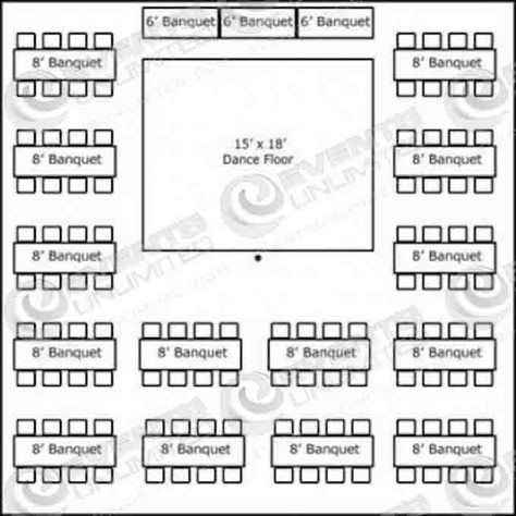 Banquet Table Sizes and Seating | Banquet Table Wedding Reception Layout Floor Plans, Reception Layout Floor Plans, Wedding Tent Layout, Rectangle Wedding Tables, Wedding Reception Tables Layout, Wedding Floor Plan, Wedding Table Placement, Wedding Table Layouts, Wedding Reception Layout