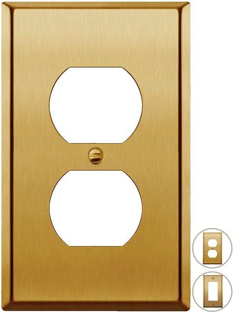 https://amzn.to/3AoRWk8 Gold Light Switch Cover, Black Outlet Covers, Wall Outlet Covers, Wall Light With Switch, Electrical Outlet Covers, Toggle Light Switch, Outlet Cover, Light Switch Cover, Wall Outlets