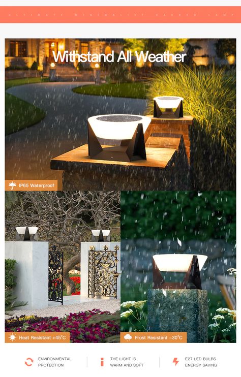 VZVI IP65 Waterproof LED Outdoor Solar Column Head Light Fence Cap Gate Pillar Lamp Villa Courtyard Garden Landscape Lawn Lamps|LED Lawn Lamps| - AliExpress Solar Gate Lights Outdoor, Courtyard Landscape, Villa Courtyard, Laser Cut Lamps, Porch Lamp, Gate Lights, Solar Powered Lamp, Courtyard Landscaping, Gate Post