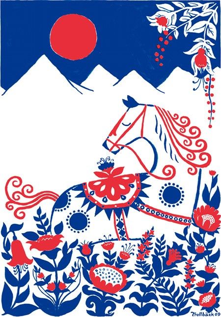 Folk Decor, Illustrator Inspiration, Horse Posters, Homeward Bound, Folk Design, Dala Horse, Scandinavian Folk Art, Scandinavian Art, Arte Inspo