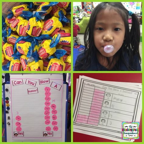 Bubble gum graphing! Have students attempt to blow bubbles and graph the results! Bubble Day, Kindergarten Summer Activities, Eoy Activities, Summer Kindergarten, Kindergarten Smorgasboard, Blow Bubbles, 1st Grade Activities, Social Emotional Activities, Literacy Day