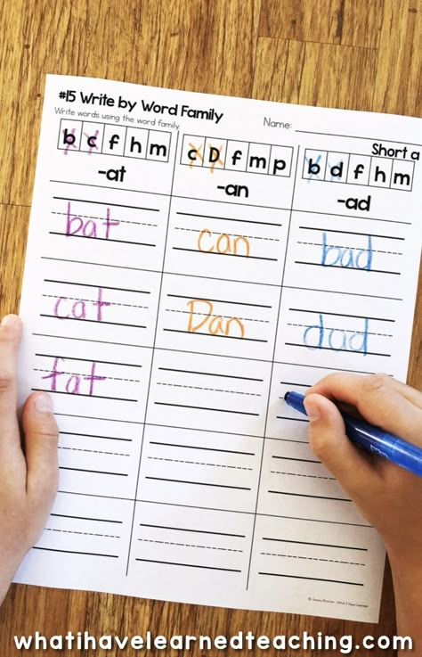 First Grade Word Work Activities, Word Families For Kindergarten, No Prep Centers First Grade, Rhyming Words Activities First Grade, 1st Grade Word Work Activities, No Prep Phonics Activities, Kindergarten Work Bulletin Board, Short A Phonics Worksheets, Grade 1 Word Work