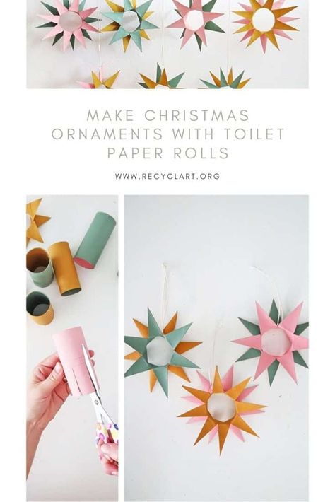 Toilet paper roll is not the first material you may think about to create Christmas ornaments. You may change your mind after seeing this easy DIY to make Make Christmas Ornaments, Toilet Paper Rolls, Paper Rolls, Paper Towel Rolls, Toilet Paper Roll, Noel Christmas, Christmas Ornaments To Make, Christmas Crafts For Kids, Paper Roll