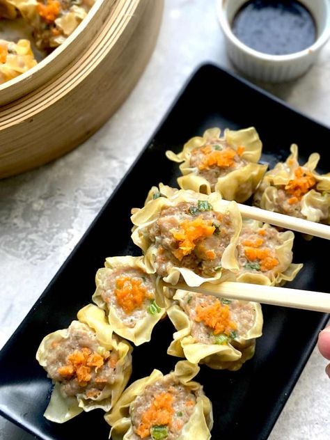 Easy Homemade Pork Siomai Siomai Recipe Filipino, Siomai Recipe, Pork Siomai, Filipino Appetizers, Pork And Shrimp, Dim Sum Recipes, Filipino Recipe, Garlic Fried Rice, Shrimp Fried Rice