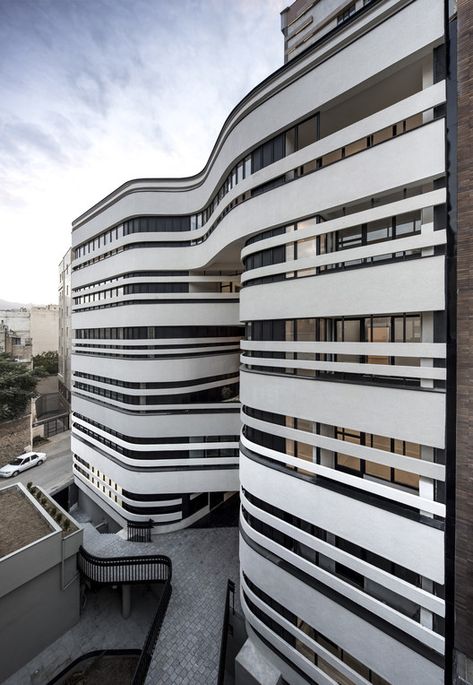 Gallery of Atlas Medical Office Building / Marziah Zad + Raha Ashrafi + Mohsen Marizad + Ahmad Bathaei - 10 Facade Balcony, Office Building Facade, Hospital Facade, Form Development, Facades Design, Medical Office Building, High Rise Architecture, Office Building Architecture, Apartment Renovation