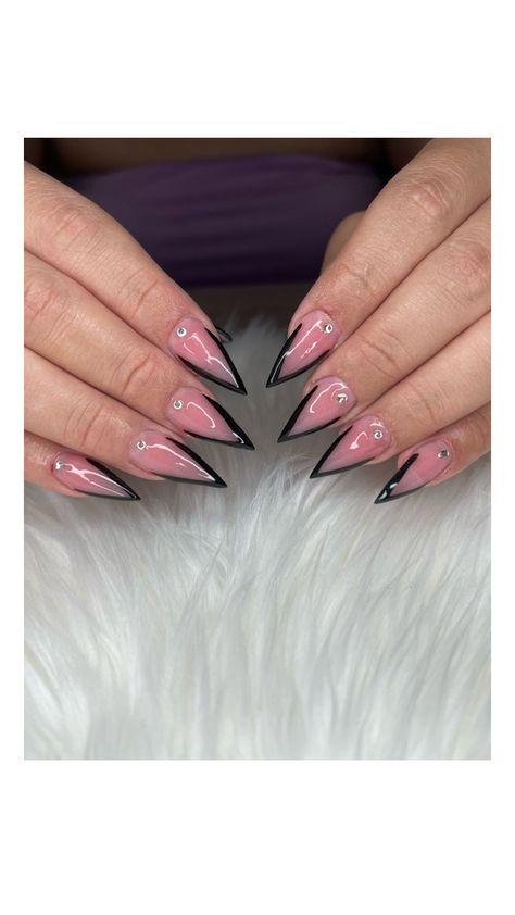 Medium length stiletto French tip acrylic nails Stiletto French Tip, French Tip Acrylics, French Tip Acrylic Nails, Stiletto Nails, Medium Length, Acrylic Nails, Nails