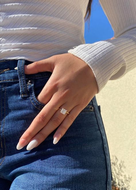 Dream Engagement Rings Princess Cut Gold, Princess Cut Solitaire Engagement Ring Gold, Princess Cut Wedding Set Simple, Simple Engagement Rings Gold Band, Simple Classic Wedding Ring, Princess Cute Wedding Ring, Princess Solitaire Ring, Gold Square Ring, Simple Square Engagement Rings