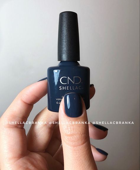 Shellac Nails Cnd Colors, Cnd Gel Polish Colors, Cnd Nail Colors, Indigo Nails Colour, Blue Shellac Nails, Cnd Shellac Colors, January Nail, Shellac Nail Colors, Cnd Shellac Nails