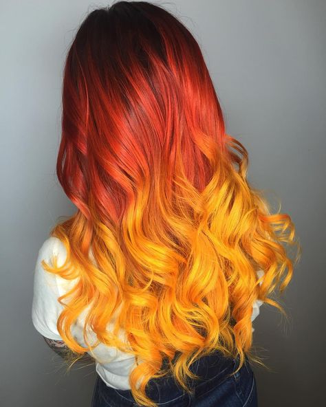 Kate Eissinger - kateloveshair Rainbow Balayage, Flame Hair, Colouring Ideas, Hair Colouring, Fire Hair, Vivid Hair Color, Rainbow Hair Color, Cute Hair Colors, Brunette Color