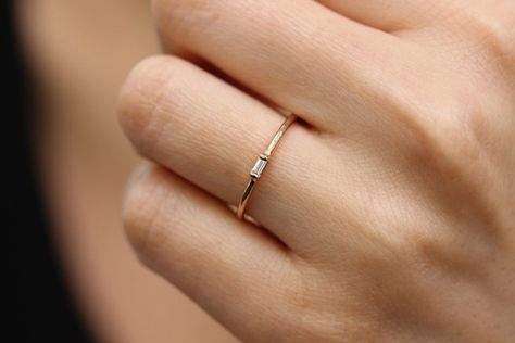 14K Solid Gold Baguette Diamond Engagement RingSimple Diamond Baguette Diamond Rings Engagement, Diamond Engagement Ring Gold, Engagement Ring Simple, Small Engagement Rings, Baguette Band, Rose Gold Halo Engagement Ring, Moissanite Engagement Ring White Gold, Morganite Engagement Ring Rose Gold, Engagement Ring Gold