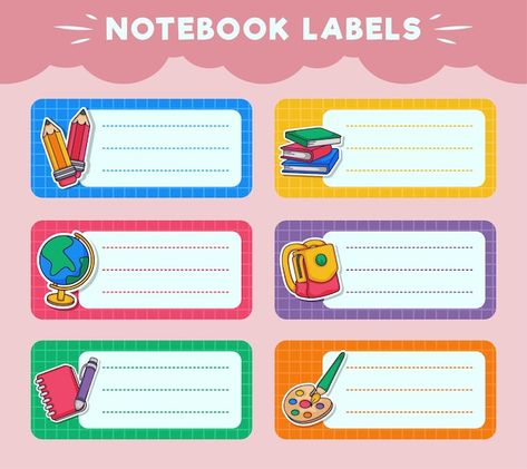 Vector notebook labels icons of school s... | Premium Vector #Freepik #vector #ribbon-tag #ribbon-business #text-banner #banner-label Text Banner, Notebook Labels, School S, School Labels, Ribbon Banner, Vector Banner, School Subjects, Label Design, Vector Design