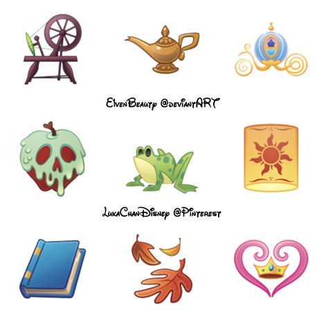 Disney Princess Symbols, Disney Symbols, Disney Moodboard, Disney Emojis, Beauty And The Beast Diy, Flamingo Balloons, Kawaii Heart, Planner Themes, Disney Bedrooms