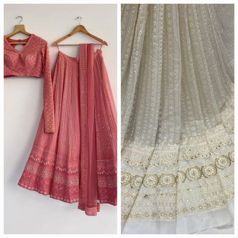 Lakhnavi Lehenga Choli, Hot Pink Lehenga, Lehenga Blue, Lehenga Shopping, Asia Wedding, Dress Stitching, Chikankari Lehenga, Simple Lehenga, Measurements Chart