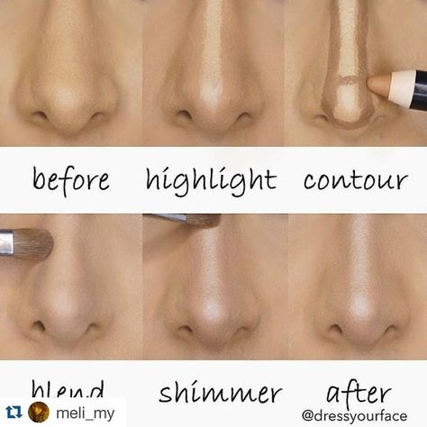 Make Nose Smaller, Strobing Makeup, Makeup Tips To Look Younger, Maquillage Goth, Makeup Tips Eyeshadow, Makeup Tips For Brown Eyes, Step By Step Contouring, How To Do Eyebrows, How To Contour