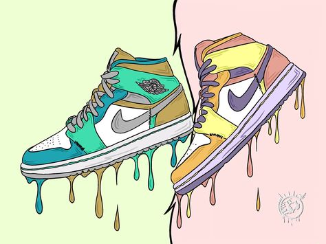 Nike air Jordan 1 retro mid’s -  #procreate #art #artist #artwork #digitalart #shoesporn Digital Art Shoes, Sneaker Drawing, Drawing Sneakers, Nike Drawing, Jordan Shoes Wallpaper, Sneakers Drawing, Jordan Logo Wallpaper, Sneakers Wallpaper, Sneaker Posters