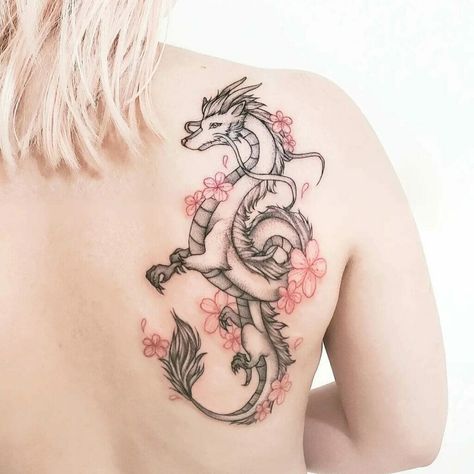 Haku Dragon Tattoo Design, Haku Dragon Tattoo, Haku Tattoo, Dragon Tattoo Stencil, Haku Dragon, Japanese Dragon Tattoo, Cute Tattoo, Dragon Tattoo For Women, Beautiful Tattoo