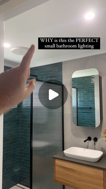 On the Ball Bathrooms on Instagram: "Bathroom lighting can be one of the most important aspects of your bathroom design with smaller bathrooms being the most difficult of these spaces.

The best way I could break it down is if your room is a rectangle or square with no alcoves 2 downlights is perfect spaced out in the room like the reel example.

If the room is longer than 2.5m than you need to start considering other options. 

Ideally if you install face lighting it can make a difference but I would stick to the 2m two downlight rule.

Check out @delavale.electricalperth for some great lighting tips and workman ship.

If you are looking to find out what the most important lighting in a bathroom is comment ‘light’" Bathroom Can Lights, Bathroom Downlights, Recessed Lighting Placement, Face Lighting, Bathroom Recessed Lighting, Instagram Bathroom, Lighting Tips, A Rectangle, Face Light