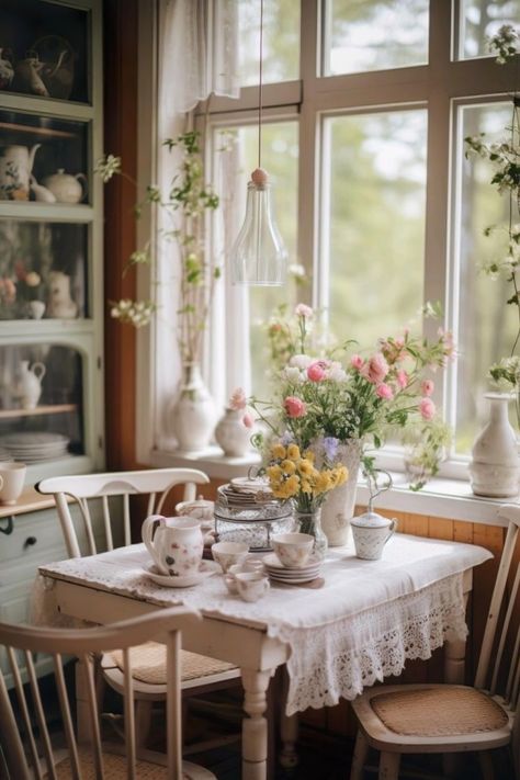 Lavender Skies Cottage Style Dining Room, Cottagecore Interior, Cottage Office, Dream Homestead, Cottagecore Ideas, Cabin Room, Room Country, Market Decor, Cottagecore Home