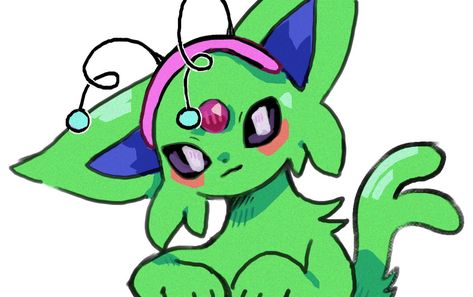 Shiny Espeon, Mini Plushies, Pokemon Eeveelutions, Eevee Evolutions, Green Cat, Pokémon Stuff, Pokémon Art, Pokemon Stuff, Pokemon Pictures